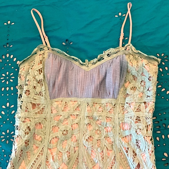 Betsey Johnson 4 lace bohemian cocktail sea foam aqua - Picture 7 of 7